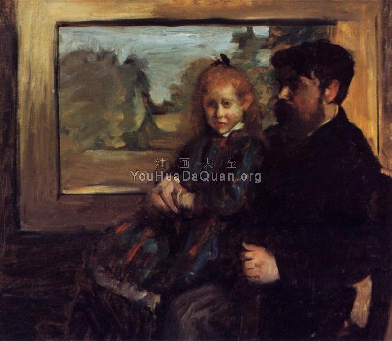 Henri Rouart and His Daughter Helene - 埃德加·德加